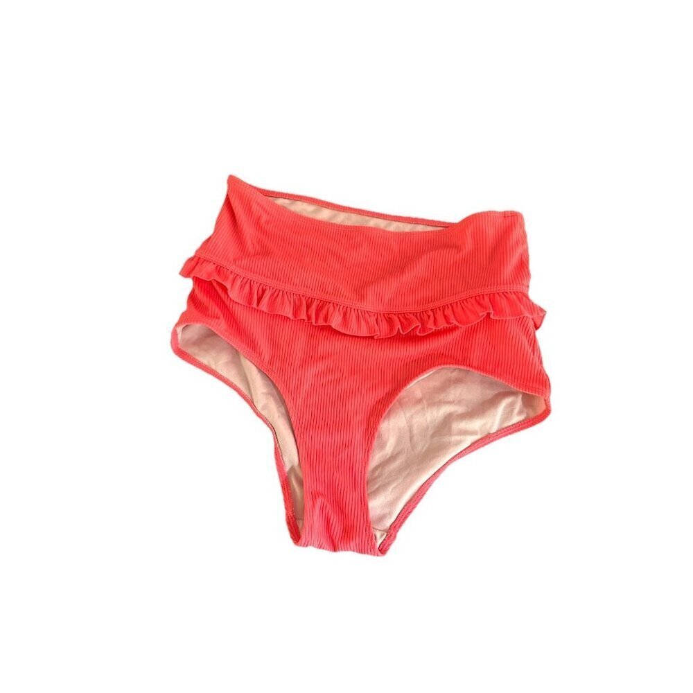 Womens Kortni Jeans Ruffle High Waisted Swim Bottoms Small